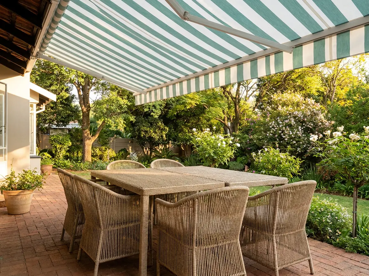 Outdoor patio in Parkwood with a fold-arm awning shading the entertainment area